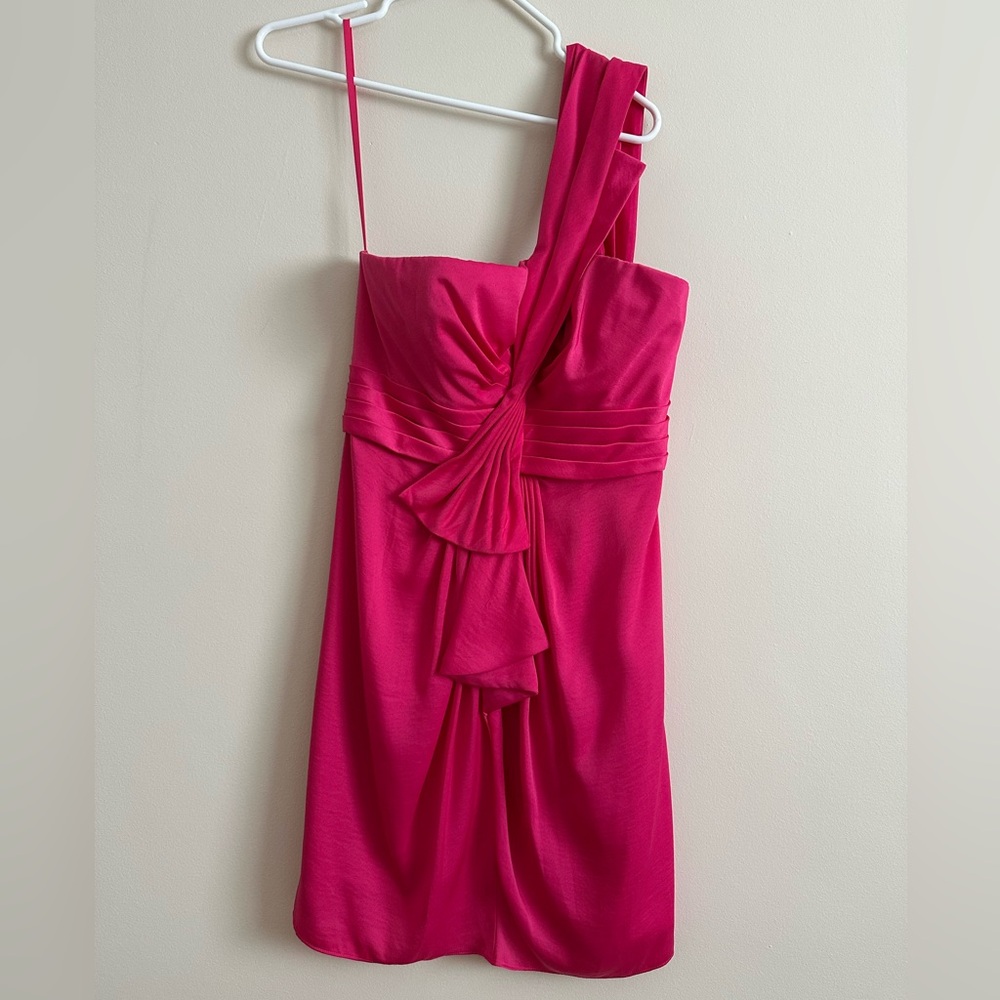 BCBG Hot Pink One Shoulder Dress